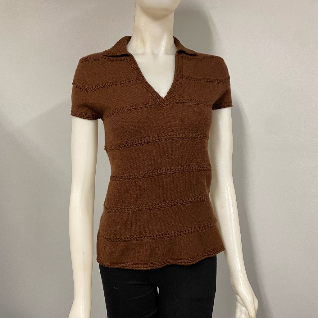 Bcbg Maxazria 100% Cashmere Brown Crochet Sweater Small